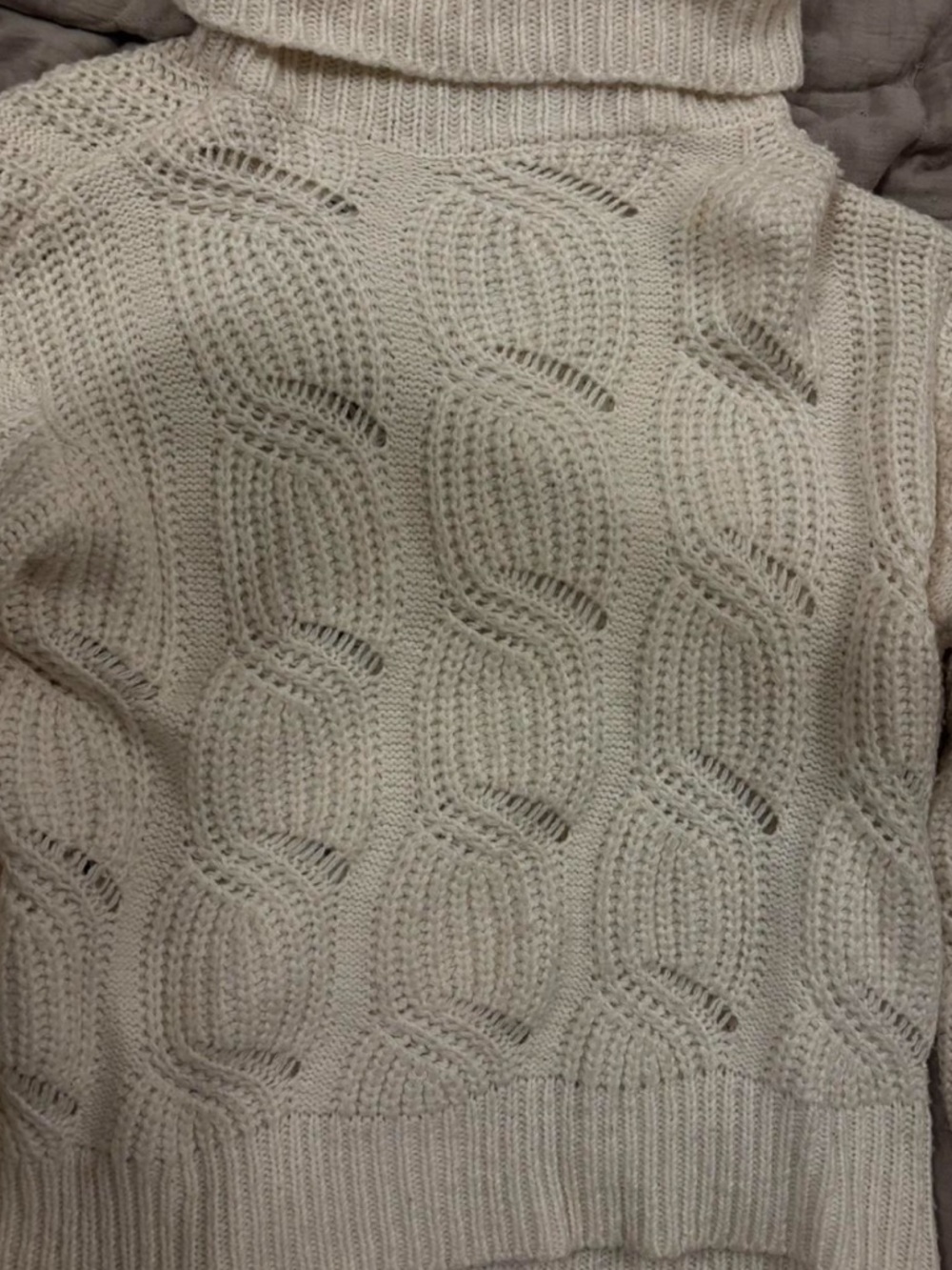 RD Style Cream Cable Turtleneck Sweater